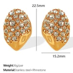 Gold color / 1 Pair Luxurious Series Elegant Stainless Steel  Gold Color Rhinestone Women's Stud Earrings 